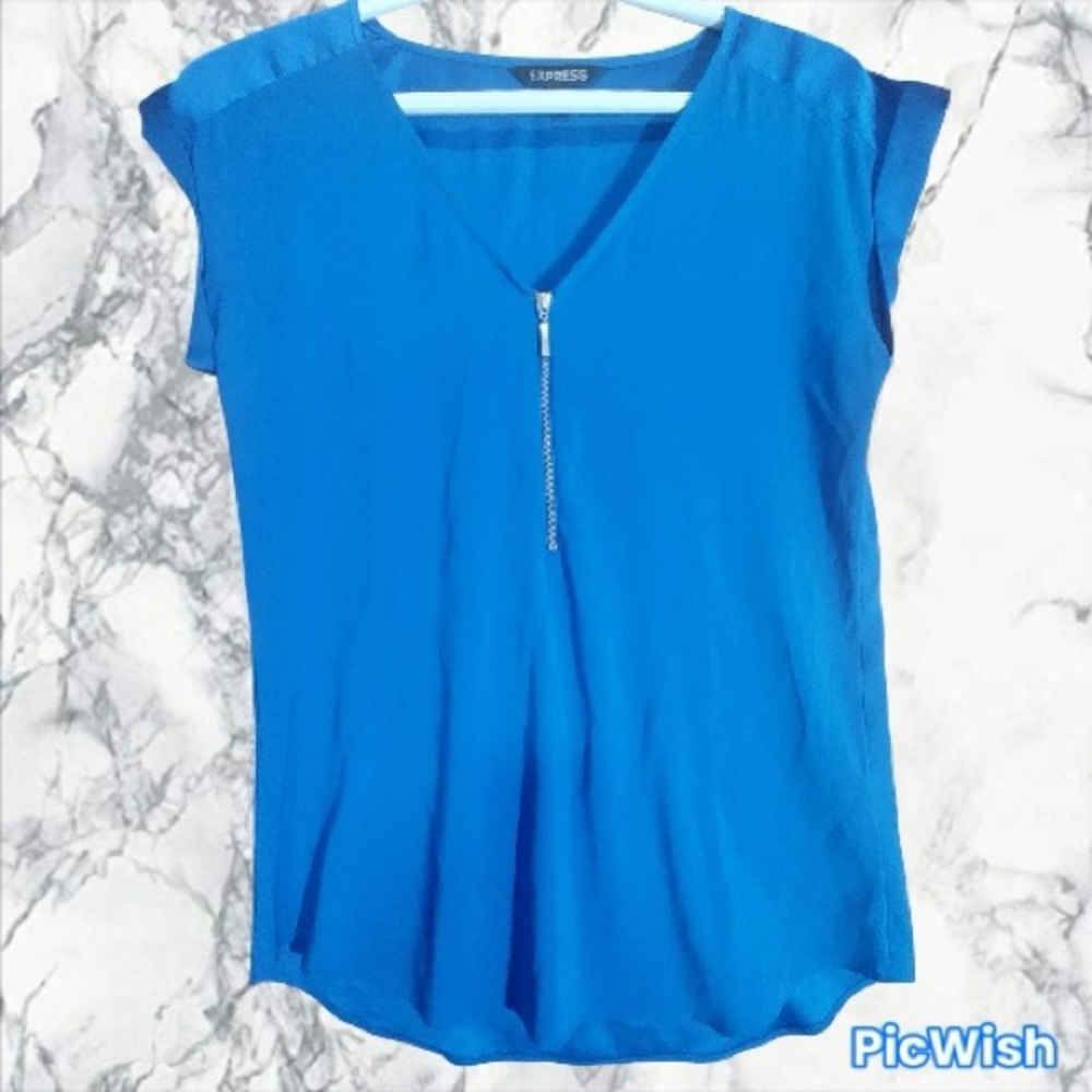 XS Blue Blouse with 1/4 Zip